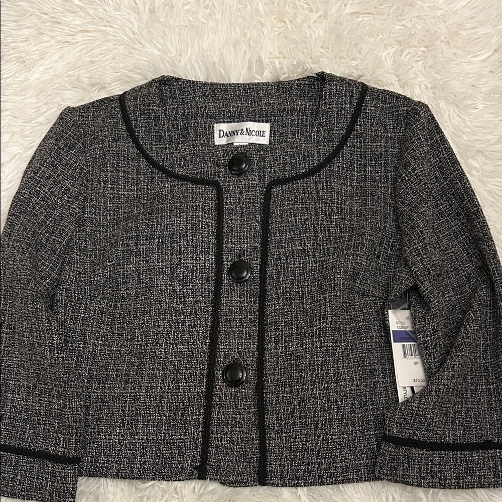 Danny & Nicole Black and Gray Tweed Cropped Jacket